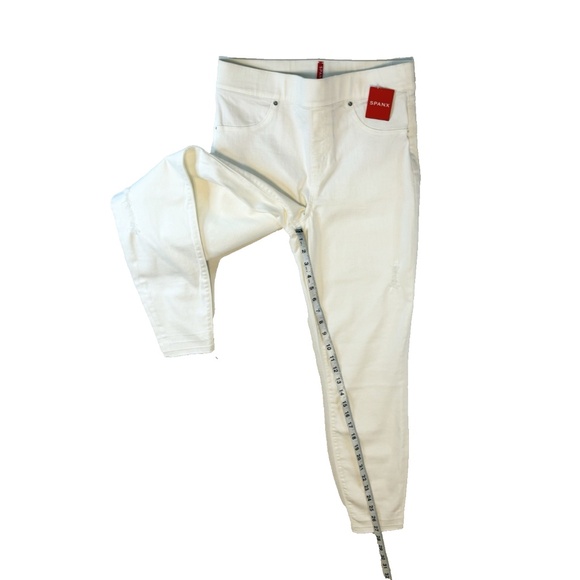 Spanx Size M Distressed Skinny Jeans White Pull On NWT Style 20229R Stretch - Picture 6 of 15